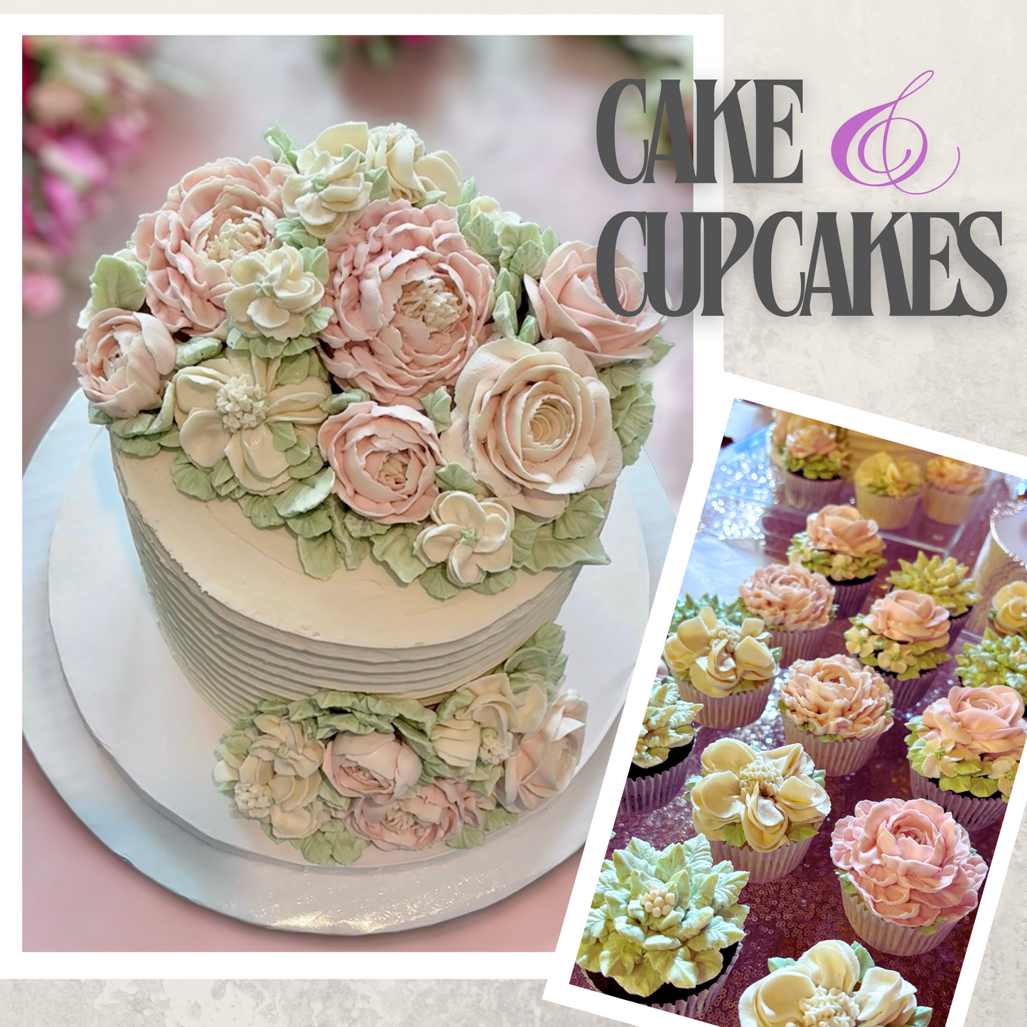 6” Floral Cake & Cupcakes Package $240-$320)