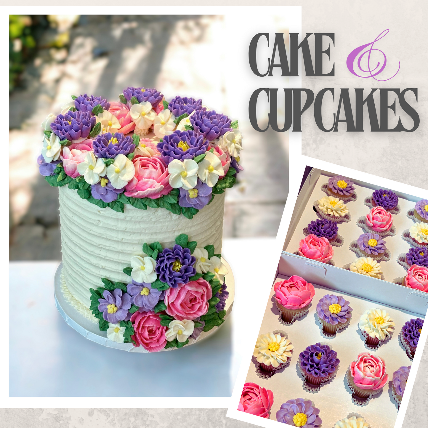 6” Floral Cake & Cupcakes Package $240-$320)