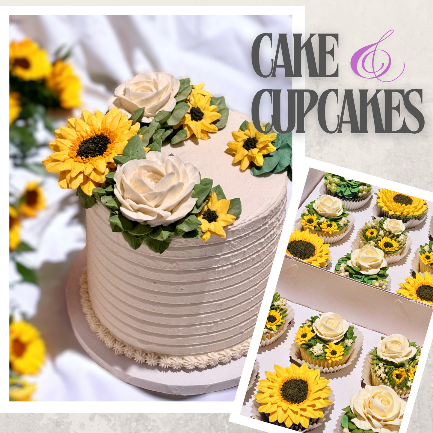 6” Floral Cake & Cupcakes Package $240-$320)