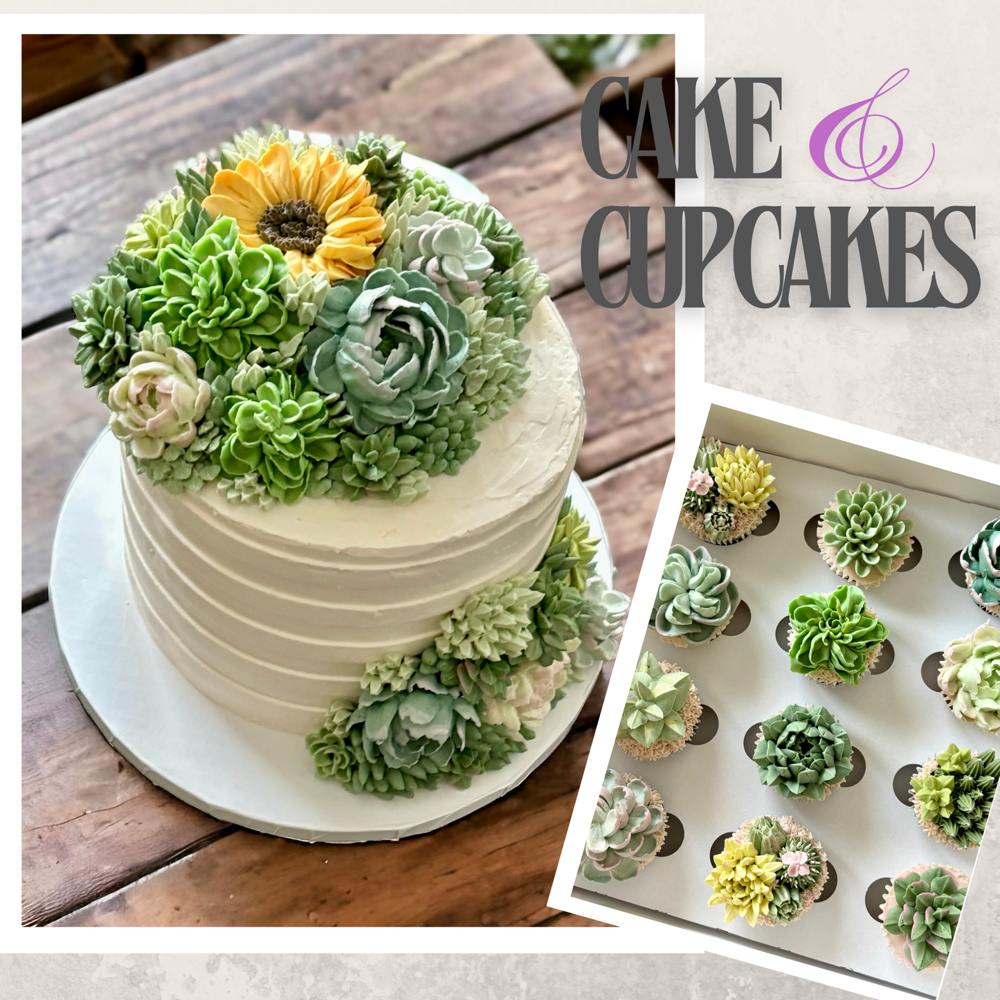 6” Floral Cake & Cupcakes Package $240-$320)