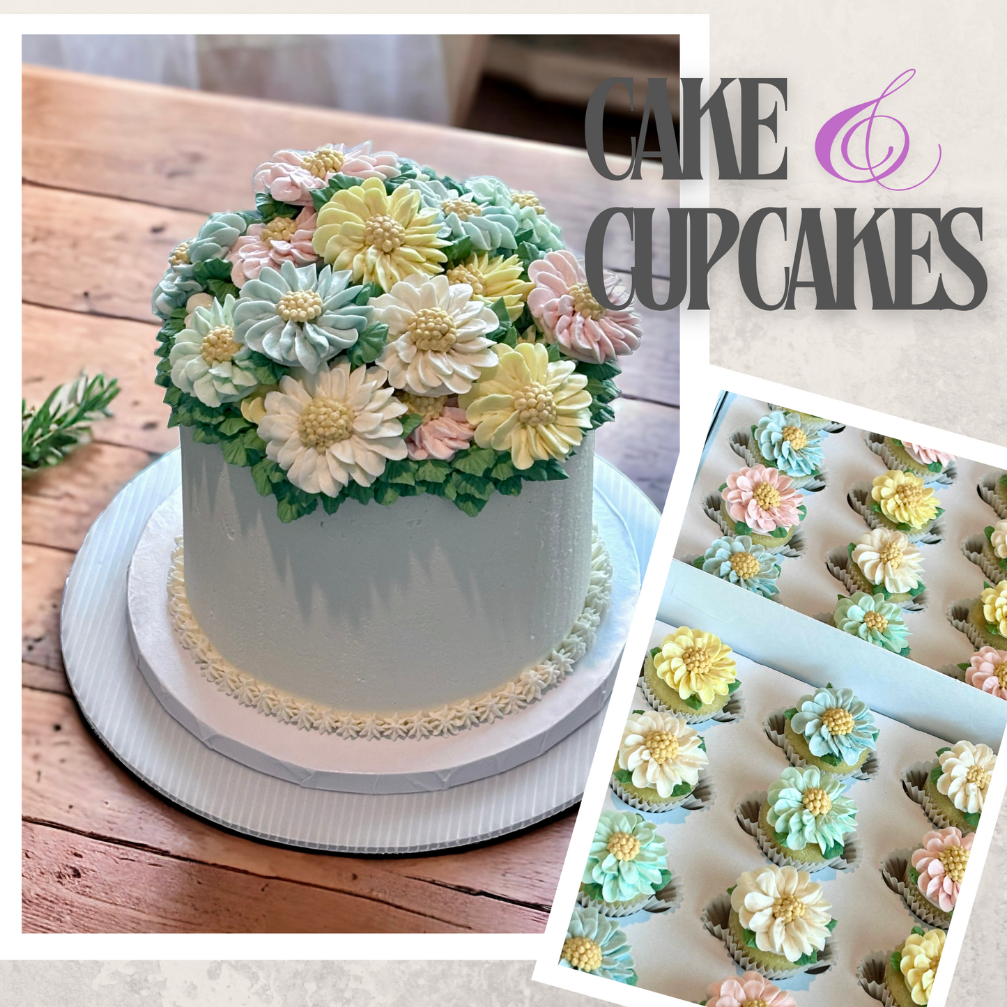 6” Floral Cake & Cupcakes Package $240-$320)