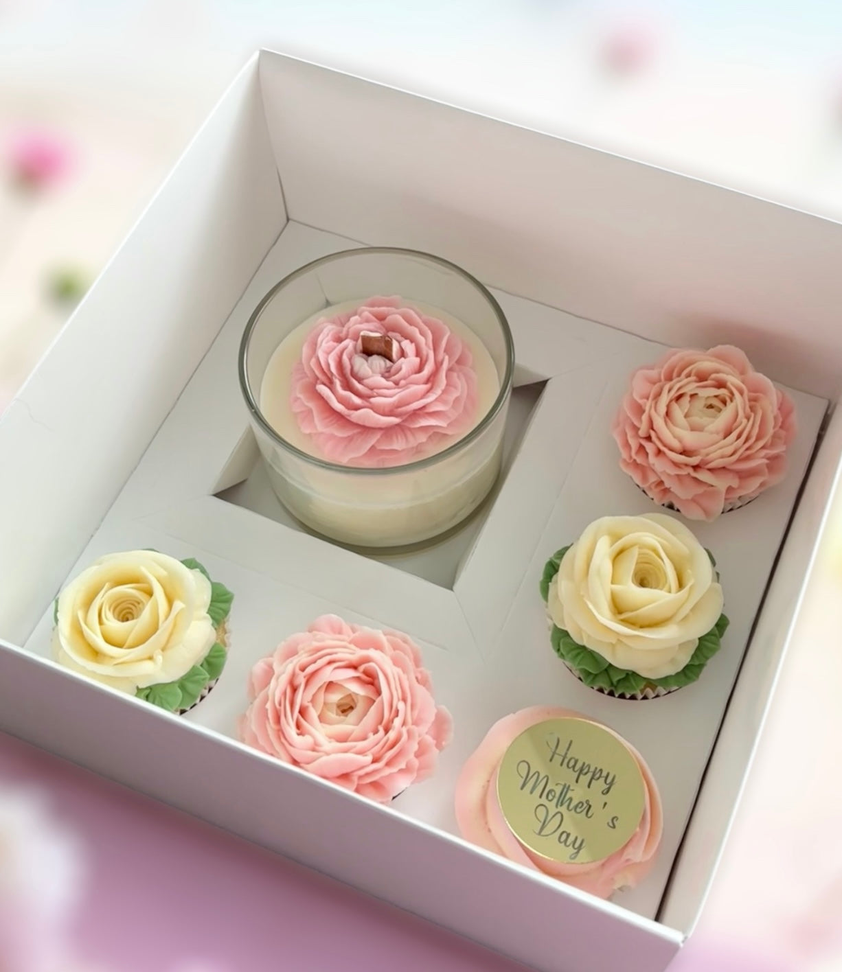SOLD OUT - Mother’s Day Gift Box - Floral Cupcakes with Candle