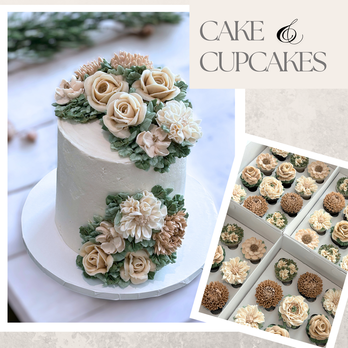 6” Floral Cake & Cupcakes Package $240-$320)